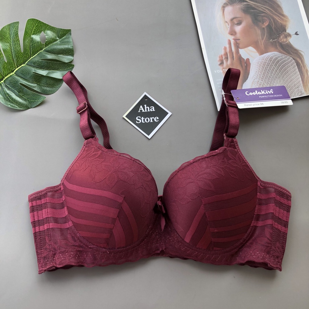 Áo Lót Nữ Bigsize Ren Họa Tiết Sọc Có Gọng Mút Ép Mỏng BIG1 Yion Underwear