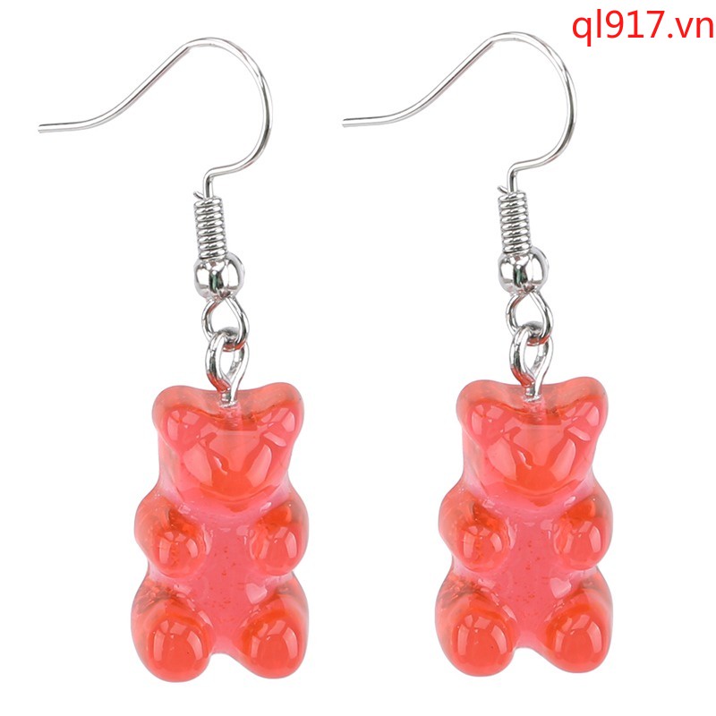 1 Cặp Bông Tai Hình Gấu Gummy Mini Dễ Thương
