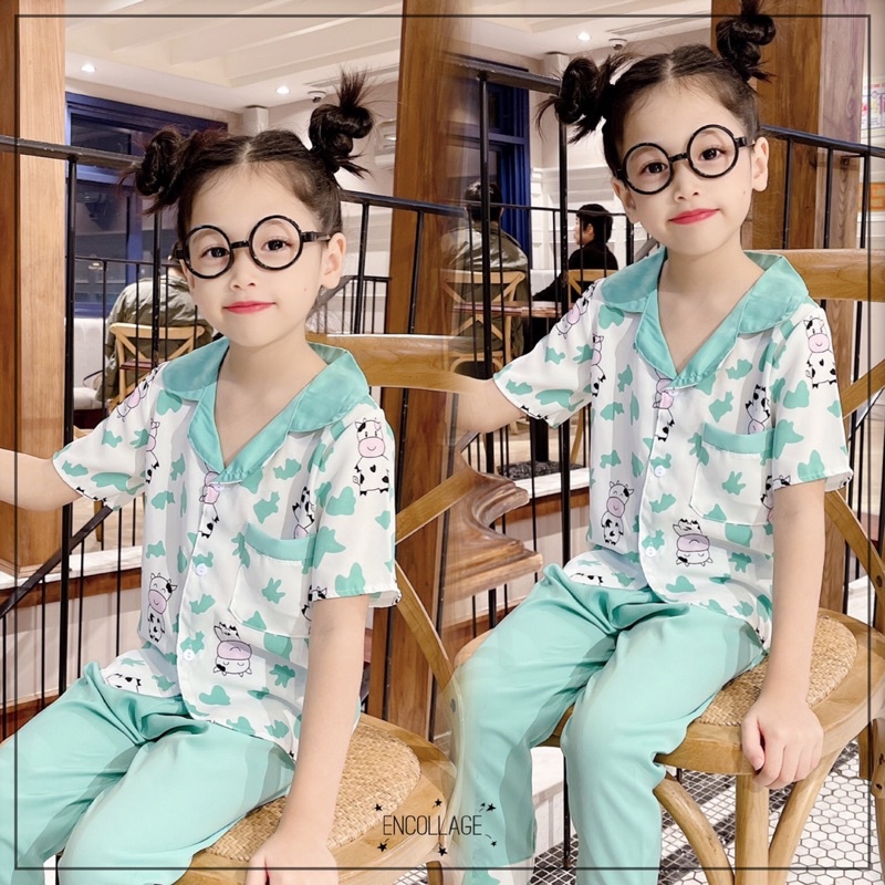 bộ pijama lụa satin cho bé 9-21kg