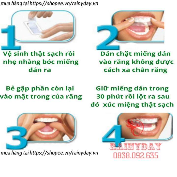 Hộp 14 miếng dán trắng răng tiện lợi 3D White Teeth Whitening Strips dán tẩy trắng răng nội địa trung