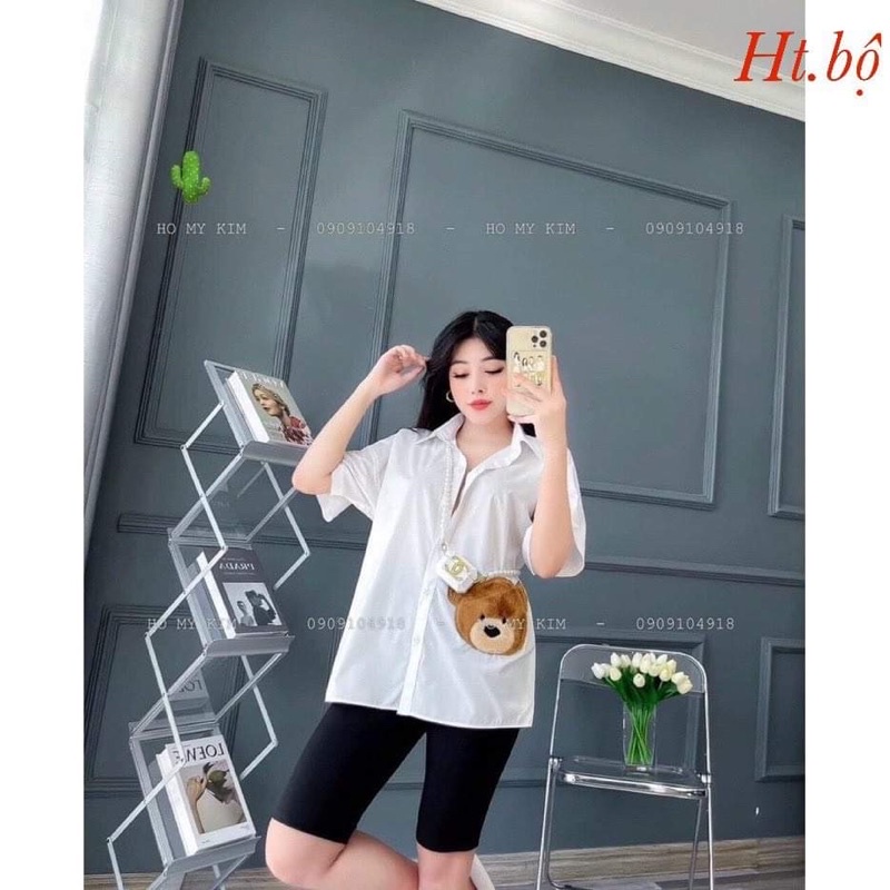 Bộ sơ mi gấu nâu quần lửng H2B866