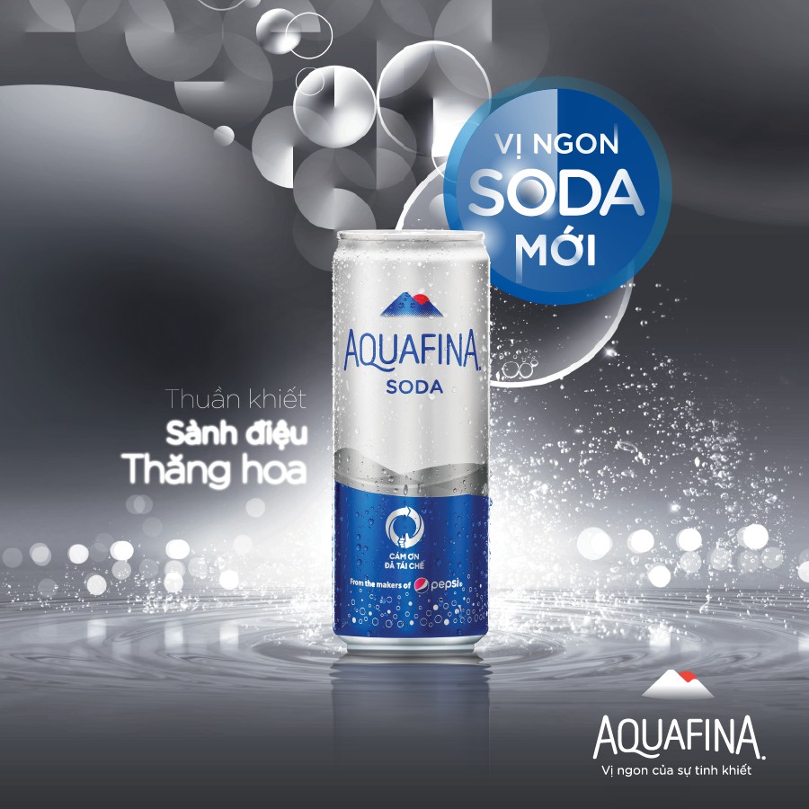 Thùng 24 Lon Nước Uống có Gaz Aquafina Soda (320ml/lon)