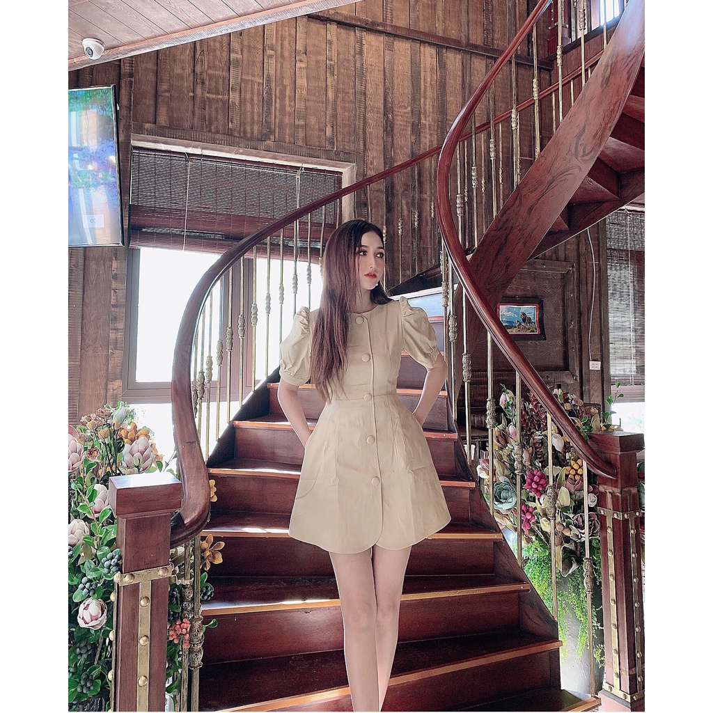 váy kaki viền cúc | BigBuy360 - bigbuy360.vn