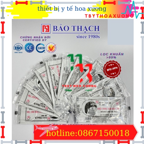 Khẩu Trang Y Tế Than Hoat Tính 4 Tớp Bảo Thạch Kháng Khuẩn Cao Cấp Màu Xám Bịch 1 - 5 Cái