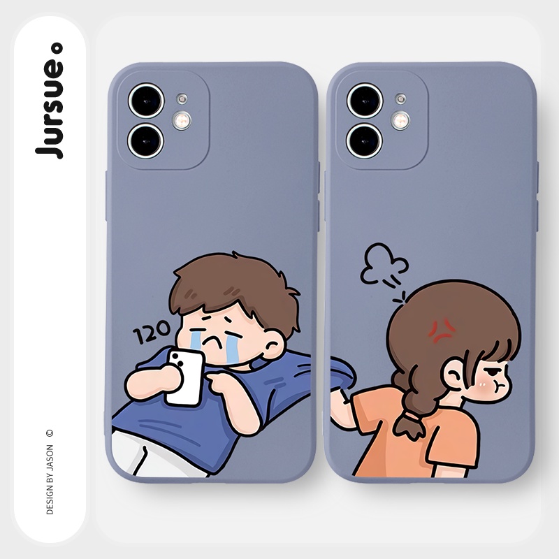 Ốp lưng JURSUE hoạt hình cặp đôi dễ thương đẹp Cho iPhone 14 13 12 11 Pro Max SE 2020 X XR XS 8 7 ip 6S 6 Plus kute Y2287