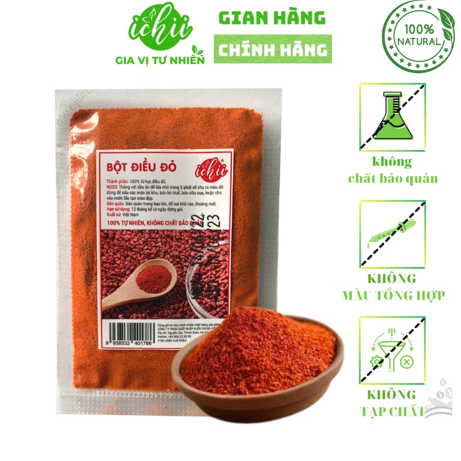 Bột điều đỏ ICHII, Bột điều đỏ nguyên chất chế biến thực phẩm gói 10g