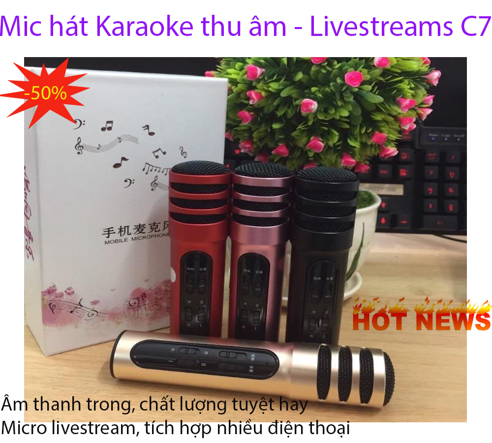 MIC HÁT KARAOKE - LIVESTREAM THU ÂM C7 Pro; Chất lượng âm thanh đỉnh cao, Model C7-332