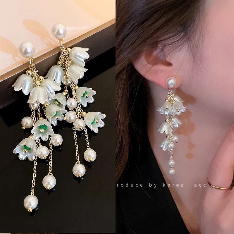 Khuyên Tai Tua Rua Đính Ngọc Trai Thời Trang