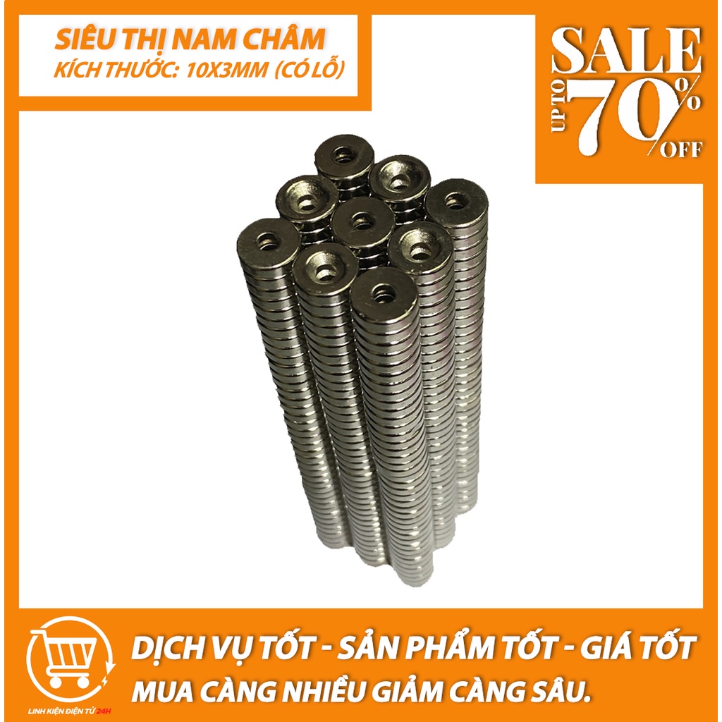 Nam Châm 10x3 có lỗ .