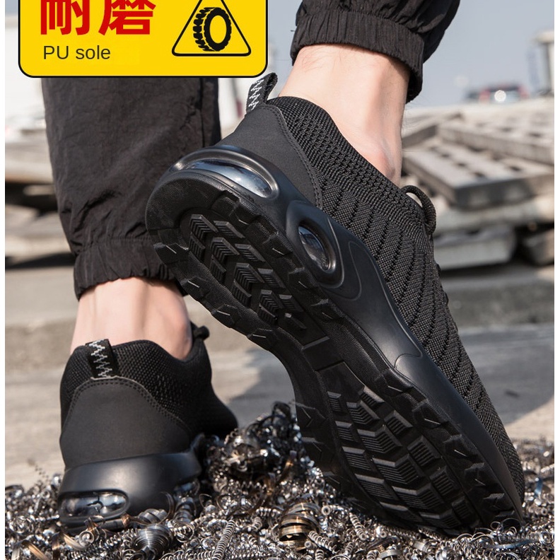 Giày Bảo Hộ Lao Động Siêu Nhẹ Có Đệm Khí Chống Va Đập Thoáng Khí Size Lớn 35-50 Cho Nam Và Nữ