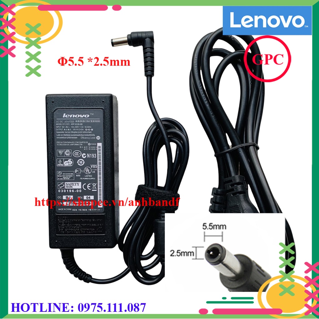 Sạc Laptop LENOVO 19V 3.42A Chân Thường 5.5mm*2.5mm, Adapter Laptop Lenovo (FREE SHIP ĐƠN TỪ 50K)