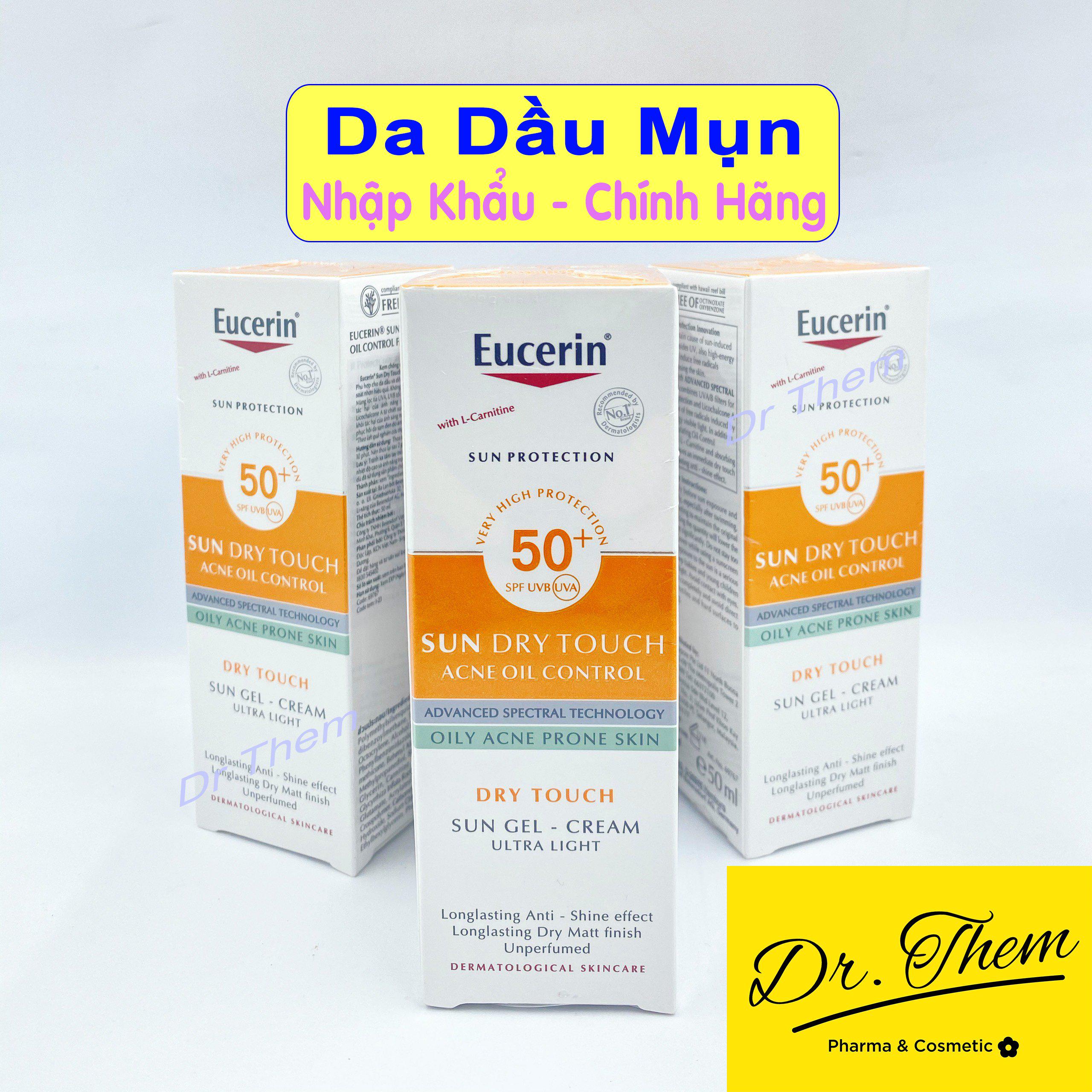 Kem Chống Nắng Eucerin Cho Da Dầu Mụn Eucerin Sun Gel-Cream Dry Touch Oil Control SPF50+ 50ml - Giảm Nhờn