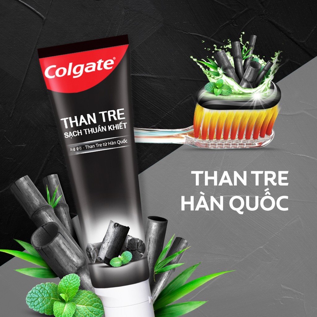 Combo 3 hộp Kem đánh răng Colgate thiên nhiên từ Than tre Hàn Quốc & bạc hà 180g