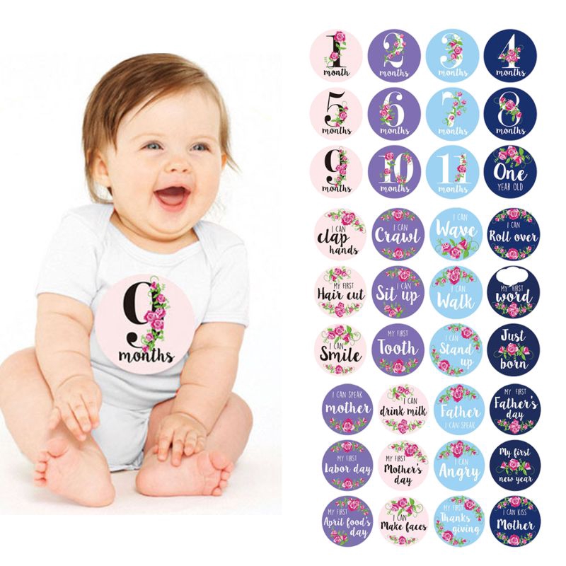 Bộ sticker đánh dấu tháng tuổi làm lưu niệm thủ công vui nhộn dành cho phụ nữ mang thai/trẻ em