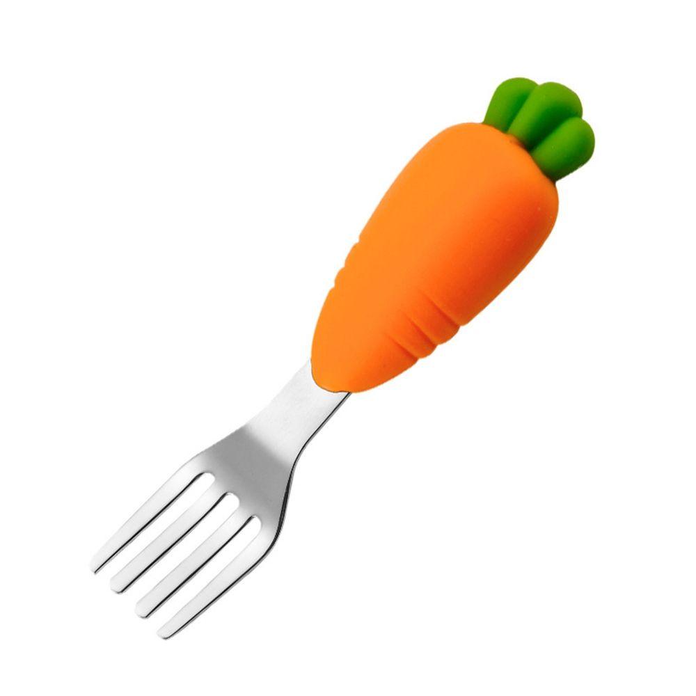 JARRED Bộ Muỗng Nĩa Bằng Thép Không Gỉ Tay Cầm Silicone Hình Củ Cà Rốt Cho Bé