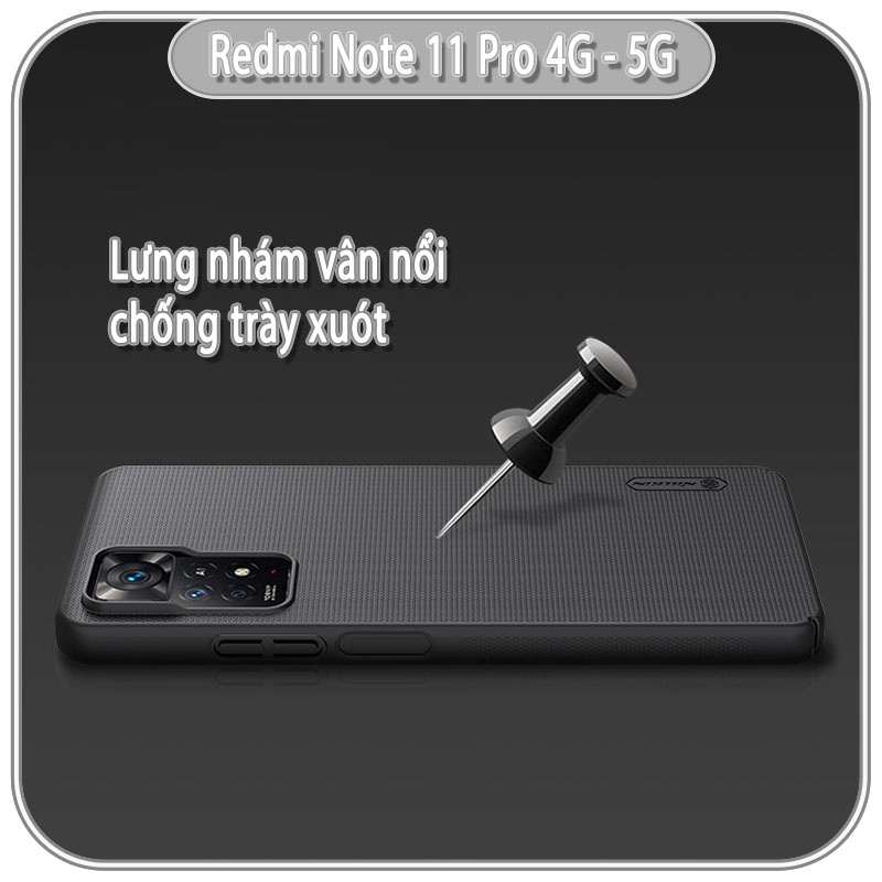 Ốp lưng cho Xiaomi Redmi Note 11 Pro 4G 5G  - Note 12 Pro 4G Frosted Shield nhựa PC cứng Nillkin nhám - hàng nhâp khẩu