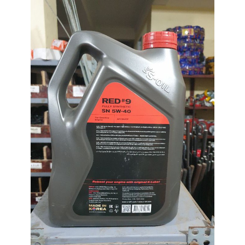 Dầu nhớt ô tô máy xăng S-oil Red #9 5W30 và 5W40 - Nhập khẩu 100% từ Hàn Quốc.