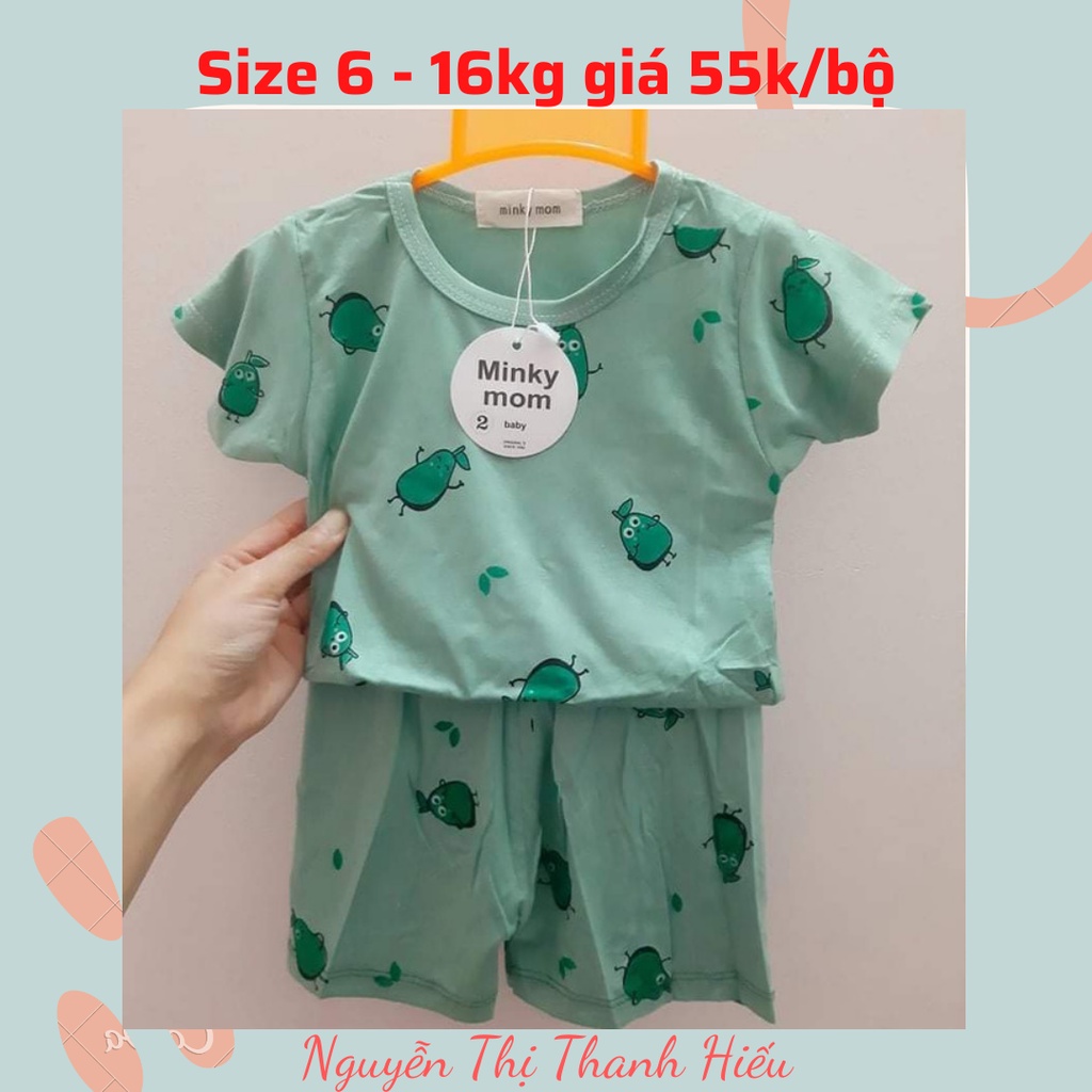 |K.I.M| Bộ cộc thun lạnh Minky Mom họa tiết trái cây cho bé 6-16kg