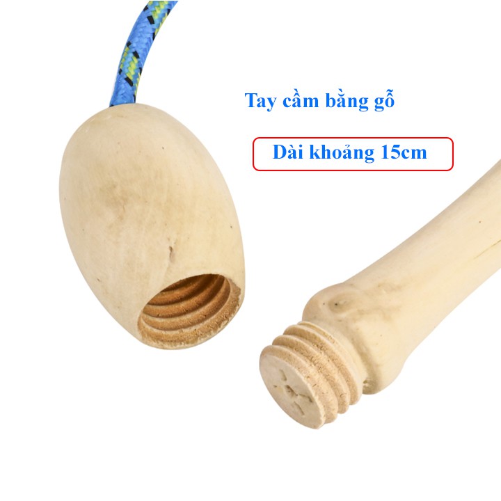 Dây nhảy tập thể lực tay cầm bằng gỗ MZ14