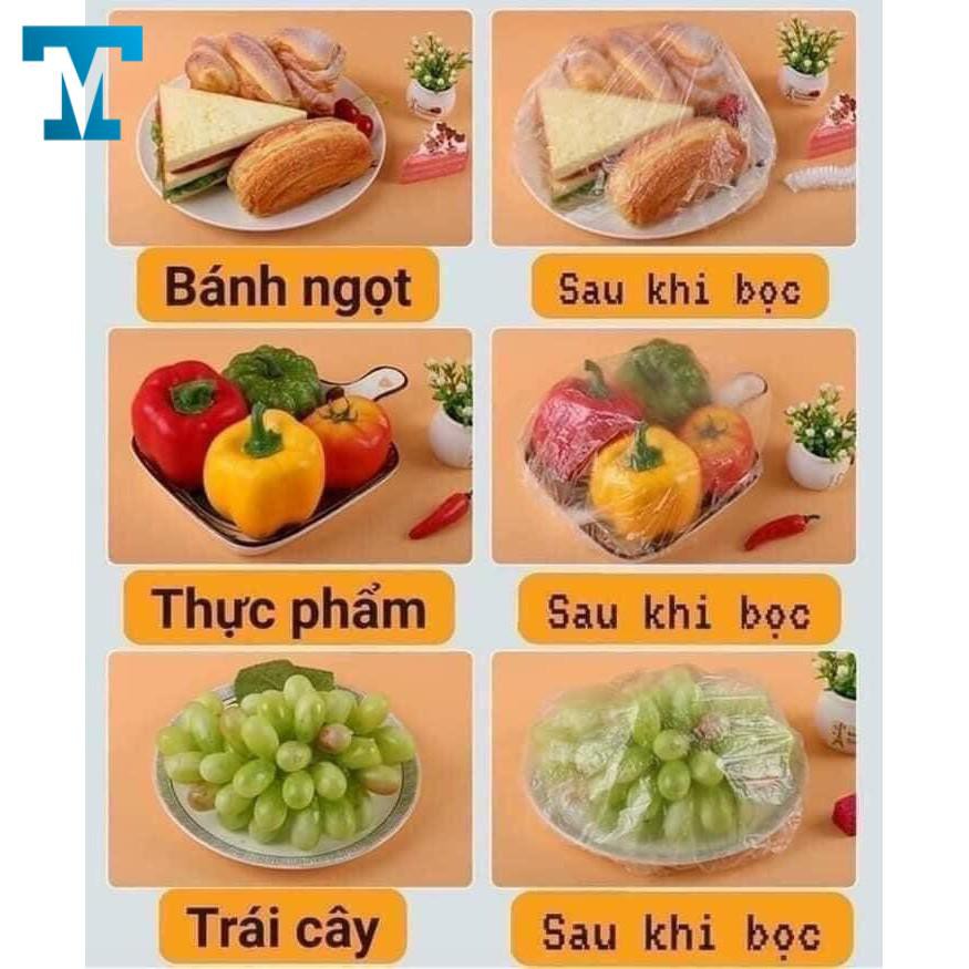 Túi 100Pcs Màn Bọc Thực Phẩm Hình Gấu, Có Thể Tái Sử Dụng, Chun Buộc Co Gĩan