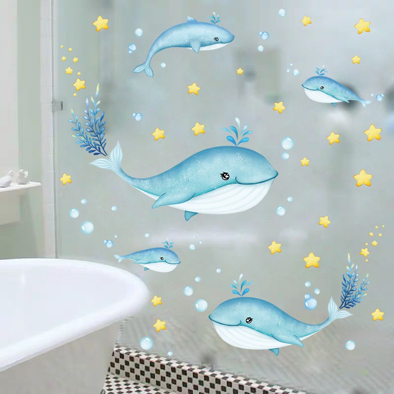 Decal dán tường đàn cá heo bụng trắng