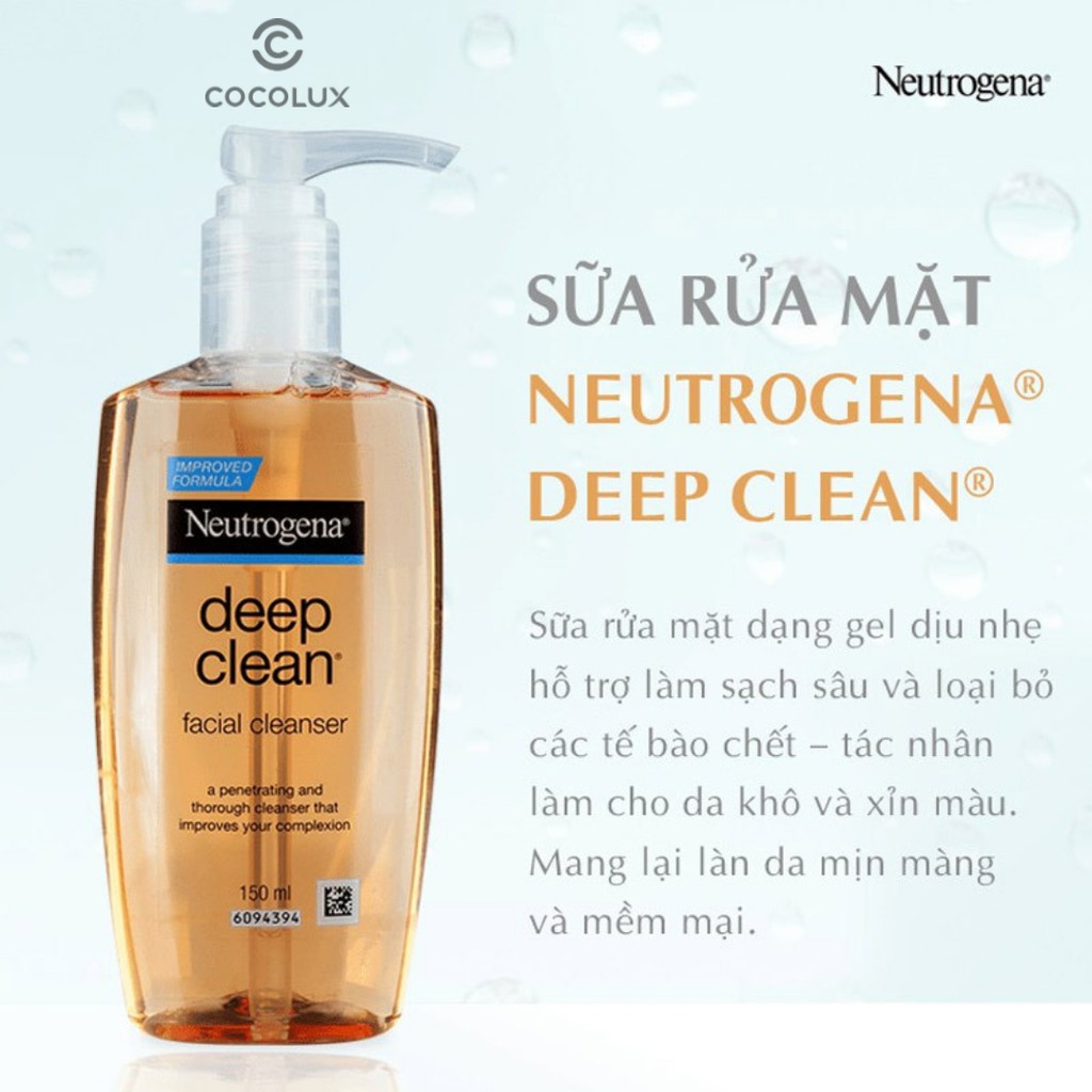 [CoCoLux] Sữa Rửa Mặt Neutrogena Làm Sạch Sâu Dạng Gel Facial Cleanser Deep Clean