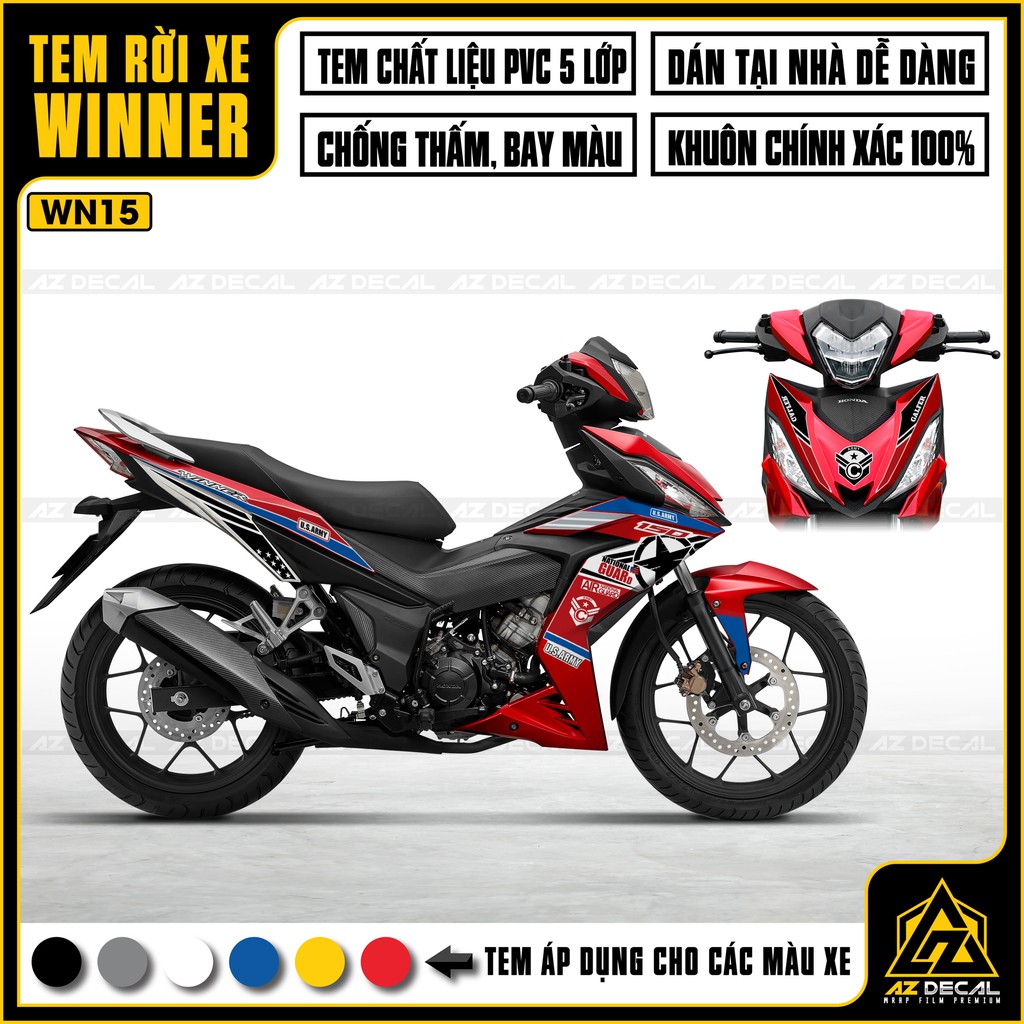 Tem Xe Honda Winner 150 Mẫu U.S.ARMY | WN15 | Chất Liệu Decal PVC Cao Cấp Dành Cho Xe Winner V1