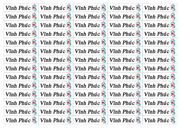 In tên dán đồ dùng học tập 70 cái kích thước 1x4cm