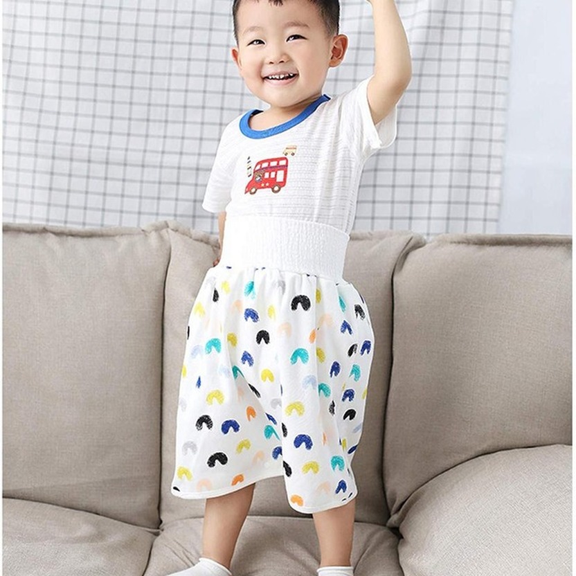 Tã Dạng Chân Váy Vải Cotton Thoáng Khí Chống Tràn Chống Thấm Nước Giữ Ấm Bụng Cho Bé