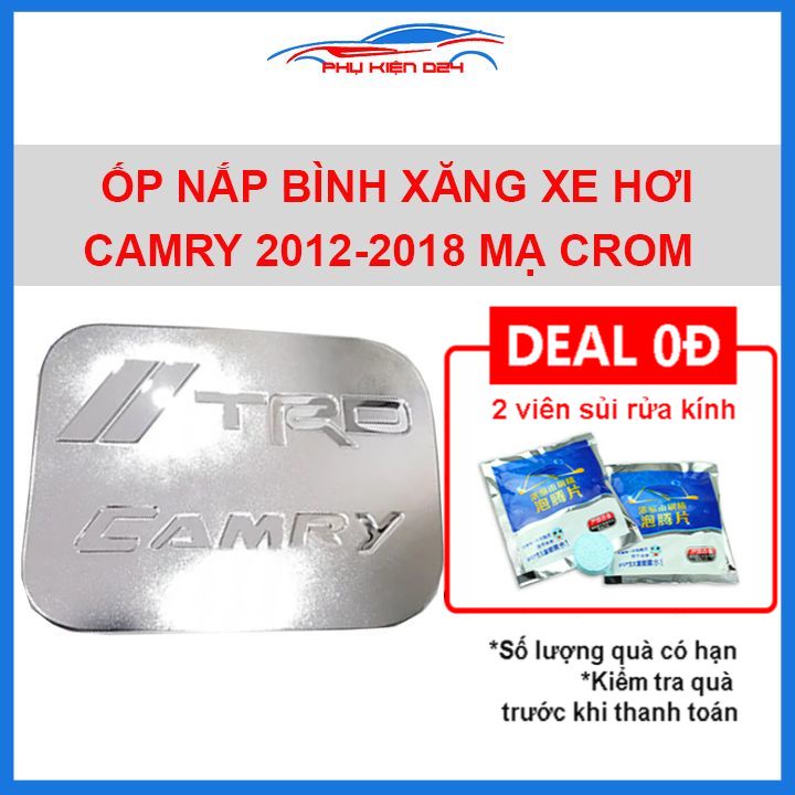 Ốp nắp bình xăng Camry 2012-2013-2014-2015-2016-2017-2018 mạ crom chống trầy trang trí ô tô