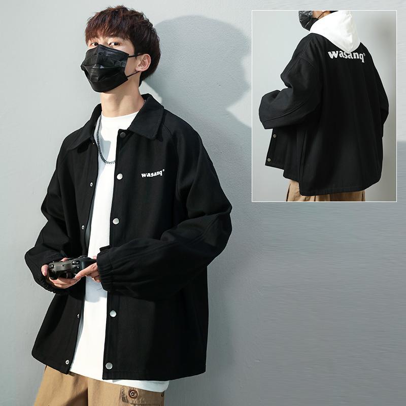 Jacket male ins tide brand Hong Kong wind loose leisure Korean version Joker handsome casual jacket in autumn and winter.