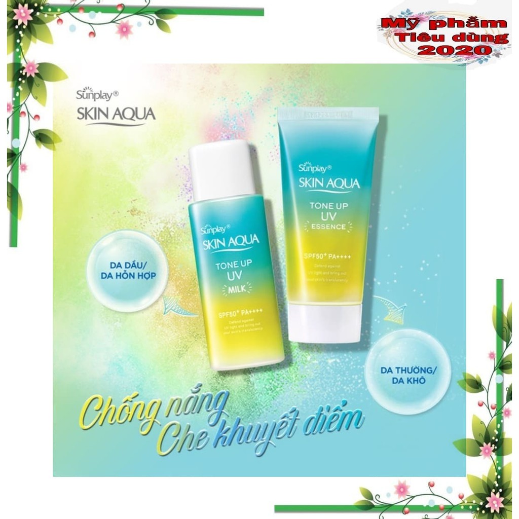 (Hsd2023)Chống nắng Sunplay nâng tone uv essence /milk MINT GREEN SPF 50+++