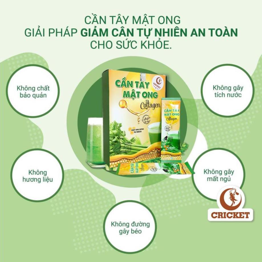 Bột Cần Tây Mật Ong Collagen 60g (15 gói x 4g) hỗ trợ giảm cân, detox thải độc, đẹp dáng sáng da