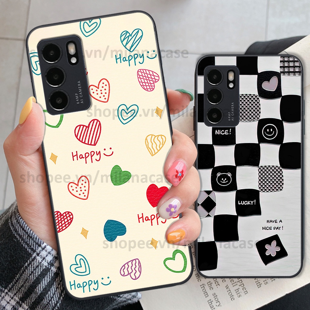 Ốp Oppo Reno6 / Reno6 Z 5G / Reno 6 in hình caro trái tim siêu đẹp, siêu nét đầy phong cách cá tính