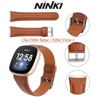 Ninki Dây Đeo Thay Thế Chất Liệu Da Cho Fitbit Sense / Fitbit Versa 3，Leather Strap for Fitbit Sense / Fitbit Versa 3,Replacement Band Buckle Strap Wrist Band for Fitbit Sense/Versa 3