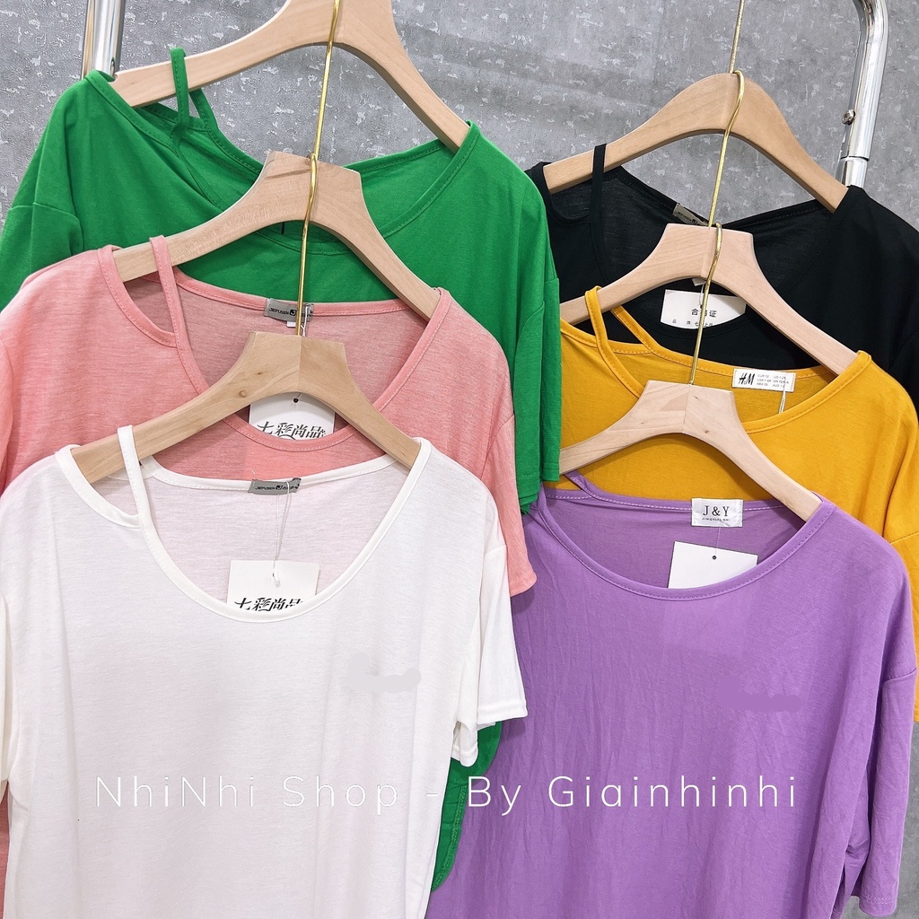 Áo phông giấy dáng dấu quần vạt tôm, Áo thun kiểu vạt bầu form rộng AT0978 - NhiNhi Shop