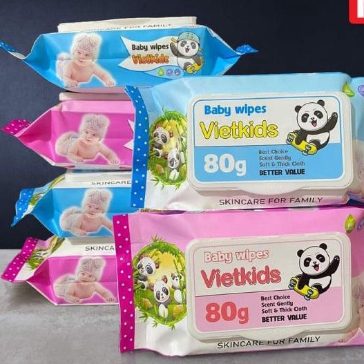 Khăn Giấy Ướt VietKids Siêu Mềm Mại Mùi Thơm Nhẹ 80gr