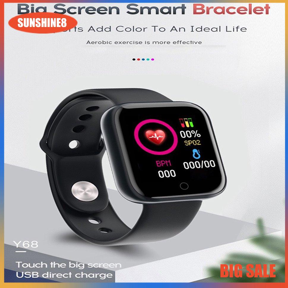 【SUN】⚡Đồng Hồ Thông Minh ⚡ Y68 Bản Cao Cấp Kết Nối Bluetooth chống nước theo dõi nhịp tim/ tập thể thao cho iOS Android