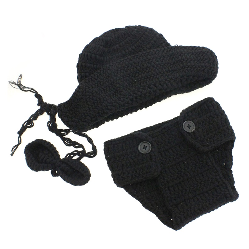 Set 3 Món Đồ Gồm Mũ Len Và Khăn Choàng Cổ Đan Móc Làm Đạo Cụ Chụp Ảnh Cho Bé Sơ Sinh