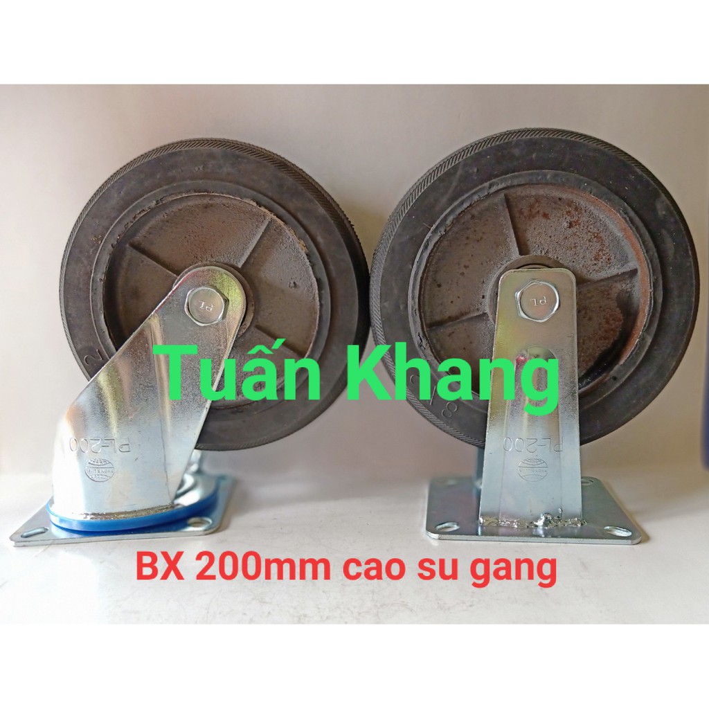 Bánh xe đẩy hàng 200mm cao su lõi gang chịu lực tốt