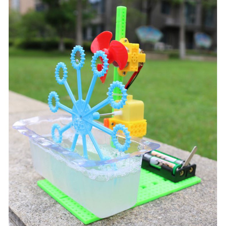 Máy Tạo Bong Bóng Tự Động Đồ Chơi Thí Nghiệm Khoa Học Lắp Ráp Bằng Tay