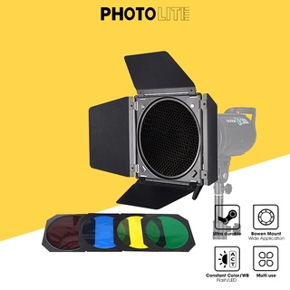 Barndoor Photolite PA084 gom ánh sáng kèm tổ ong và filter màu, ngàm bowen