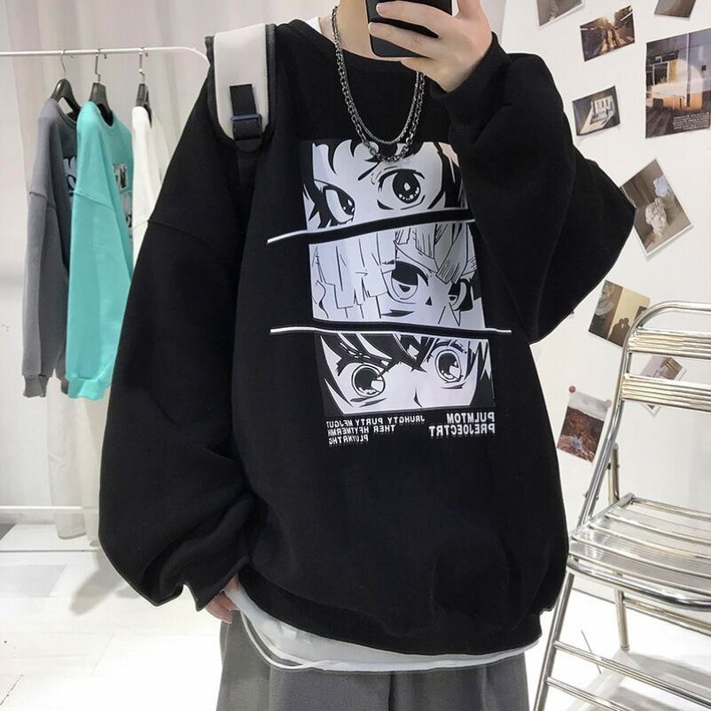 Áo sweater cổ tròn in họa tiết hoạt hình phong cách Hàn Quốc thời trang xuân thu cho nam