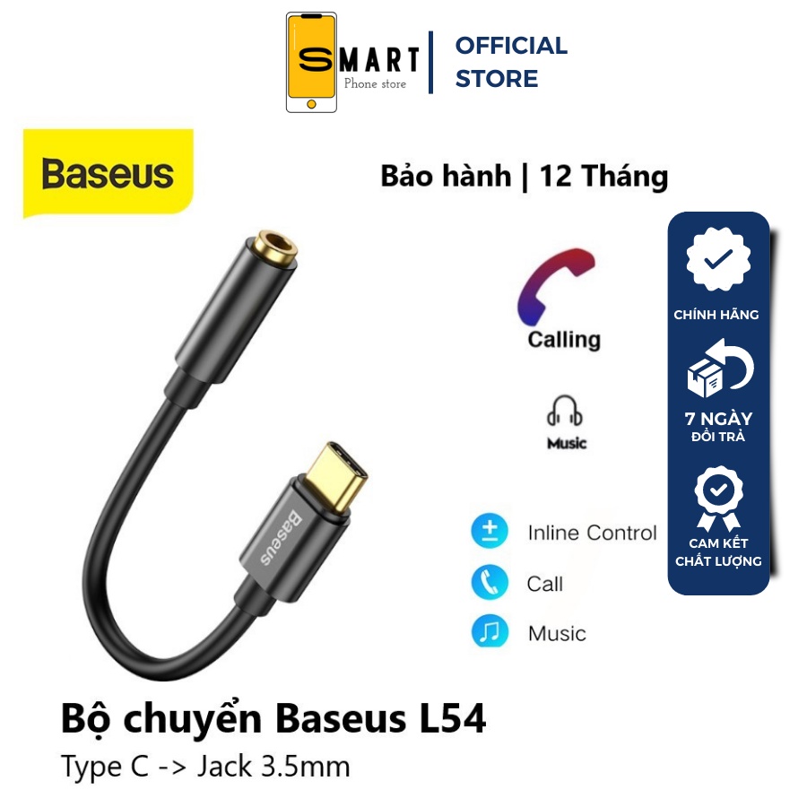 Jack chuyển đổi tai nghe Type-c sang cổng 3.5mm Baseus L54 - SPK Official