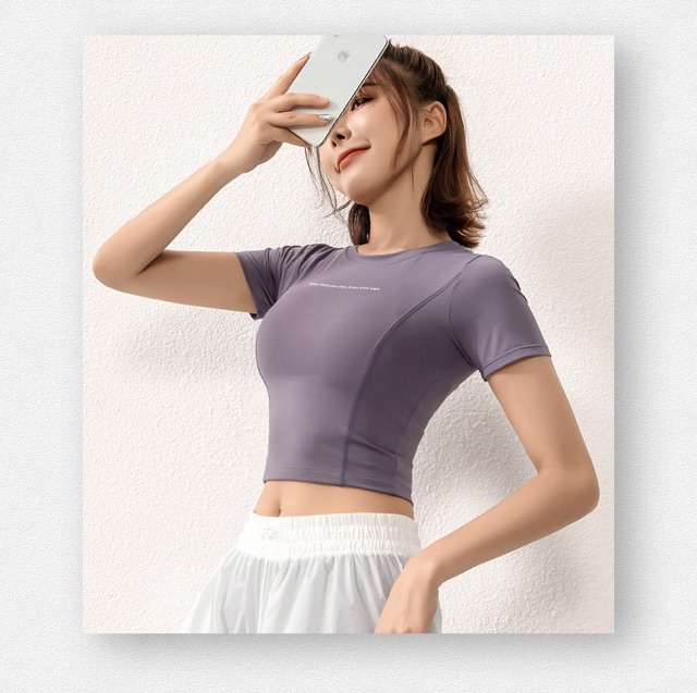 [XẢ SALE] ÁO TẬP CROPTOP TAY NGẮN CỰC XINH Ạ