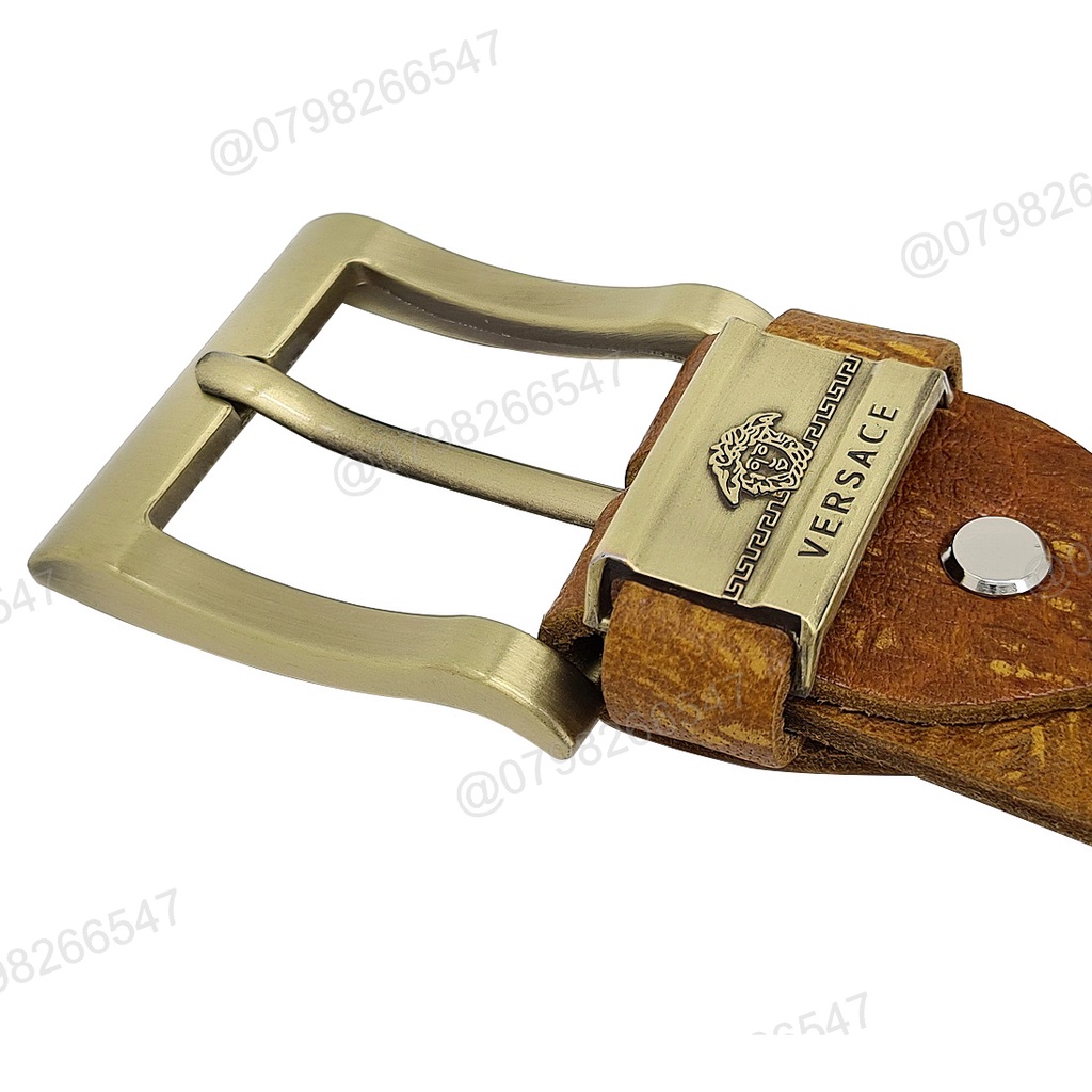 Thắt lưng nam da bò thật bản thô DHM-242 | Khoá kim nguyên khối màu đồng đẹp rẻ | Bảo hành 12 tháng