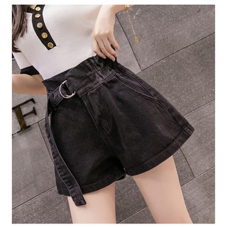 [Hàng order] Quần sooc bò cạp cao eo thun dây đai lệch cá tính(QS14)