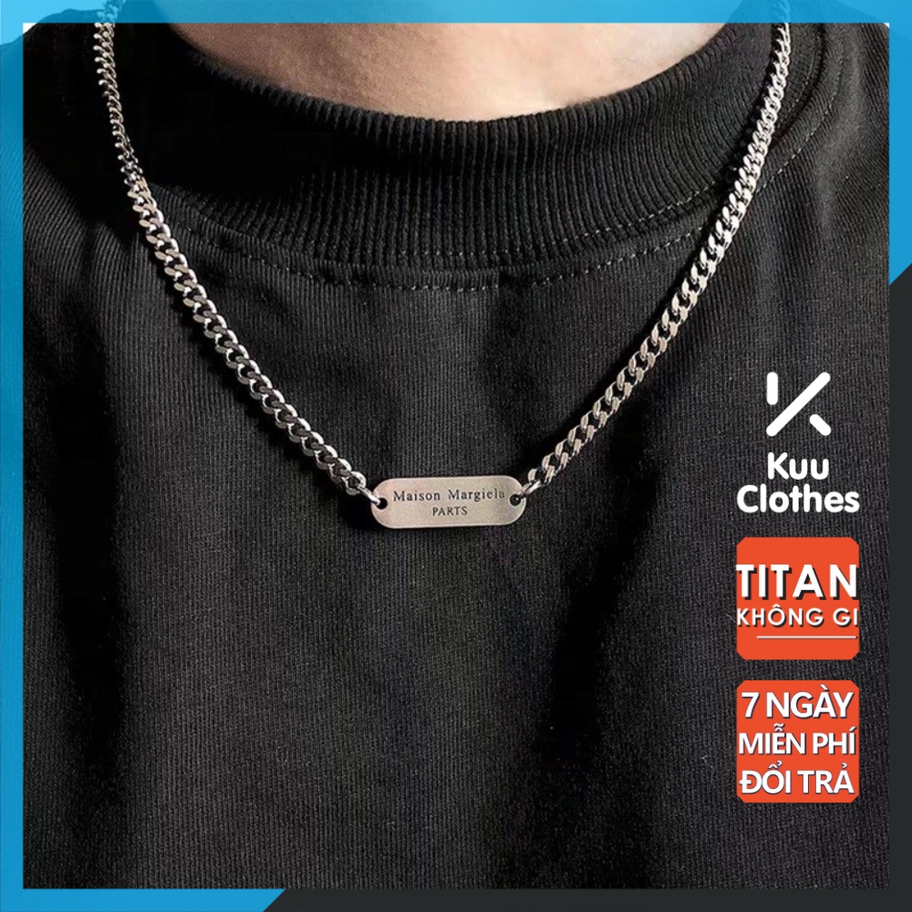 Dây Chuyền StreetWear Thẻ Tên Basic Maison Name Tag Kuu Clothes Màu Bạc - Vòng Cổ Vintage - Titan Không Gỉ - Maison Name