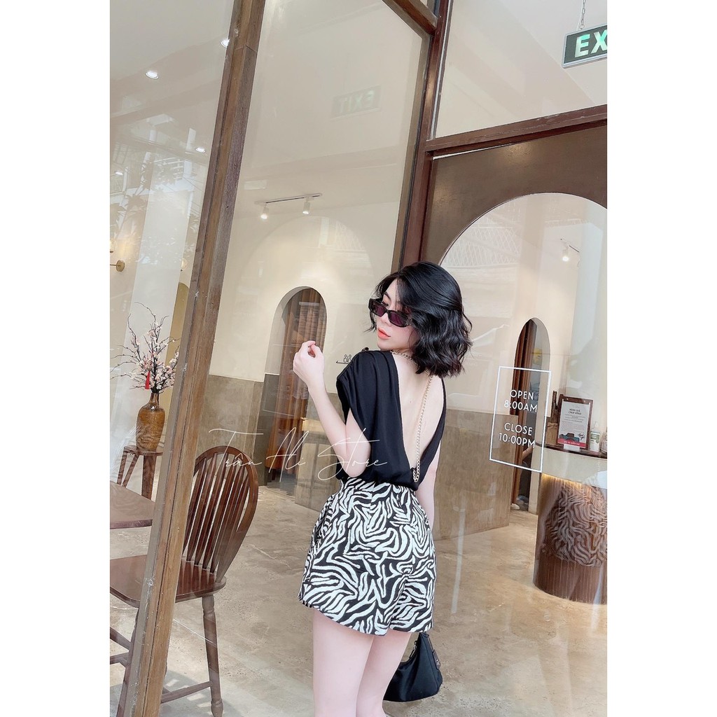 SET 2CT ÁO PULL HỞ LƯNG KÈM XÍCH+CHÂN VÁY VẰN | BigBuy360 - bigbuy360.vn