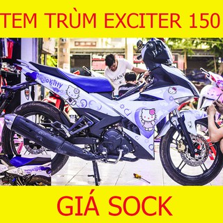 Tem Trùm Exciter Hello Kitty Tím Trắng